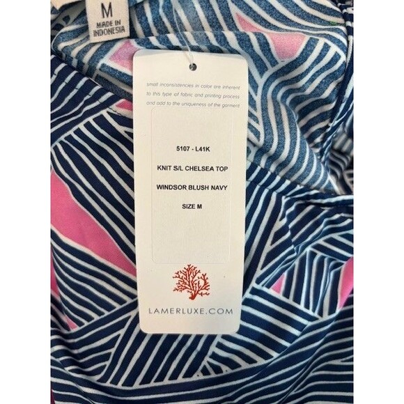 La Mer Luxe Sleeveless Chelsea Top Sz M Windsor Blush Navy NWT - Picture 4 of 4